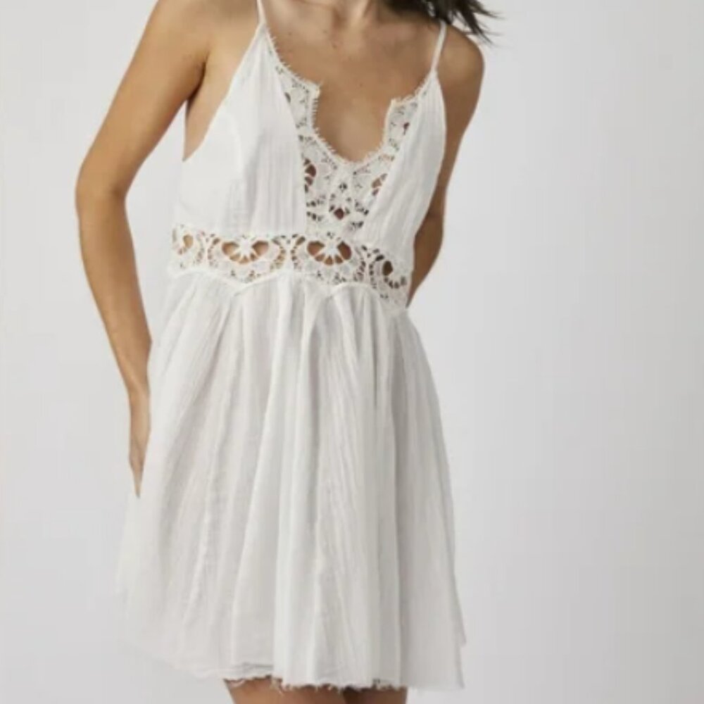 Free People FP One "Ilektra" Ivory Lace Sheer Slip Dress